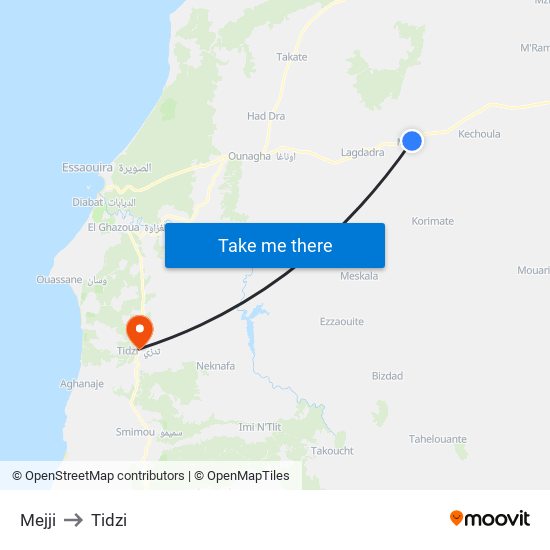 Mejji to Tidzi map