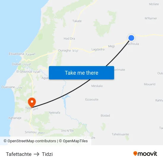 Tafettachte to Tidzi map