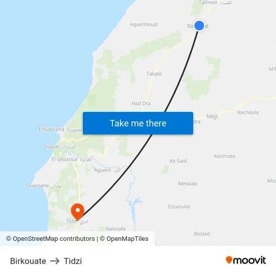 Birkouate to Tidzi map