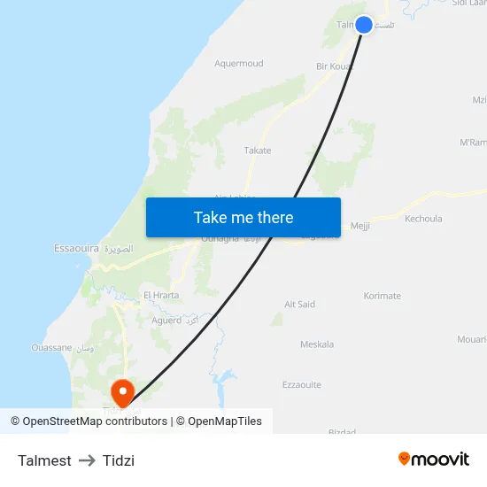 Talmest to Tidzi map