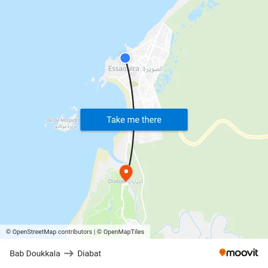 Bab Doukkala to Diabat map