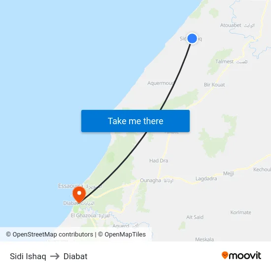 Sidi Ishaq to Diabat map