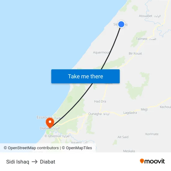 Sidi Ishaq to Diabat map