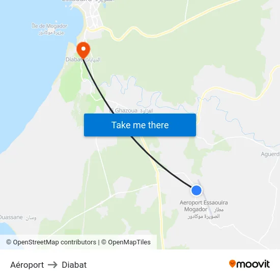 Aéroport to Diabat map