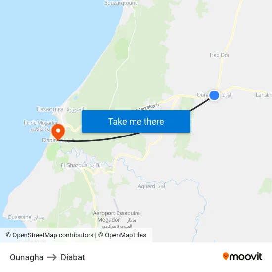 Ounagha to Diabat map
