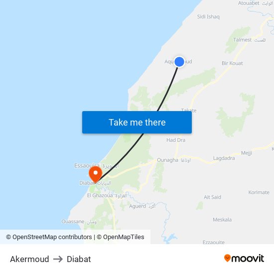 Akermoud to Diabat map