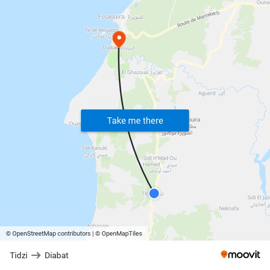 Tidzi to Diabat map