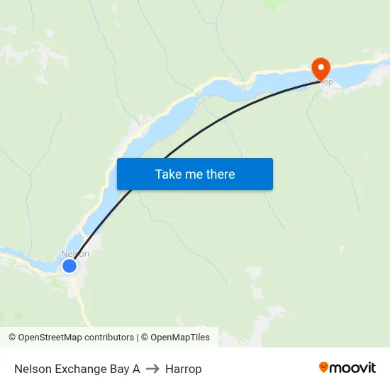 Nelson Exchange Bay A to Harrop map