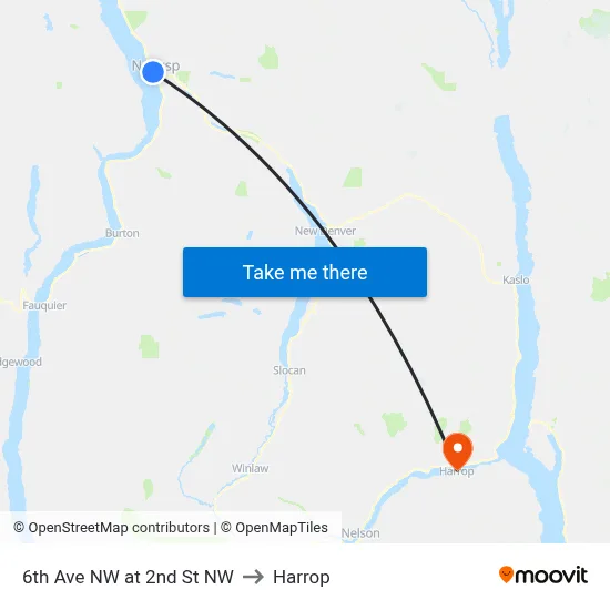 6th Ave NW at 2nd St NW to Harrop map