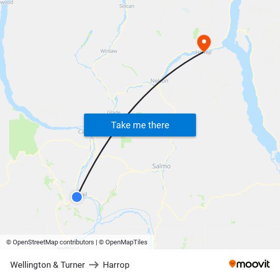 Wellington & Turner to Harrop map