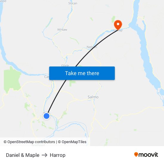 Daniel & Maple to Harrop map