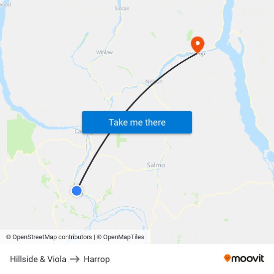 Hillside & Viola to Harrop map