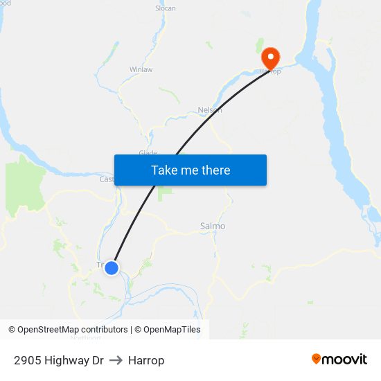2905 Highway Dr to Harrop map
