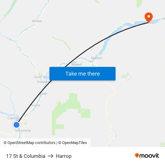 17 St & Columbia to Harrop map
