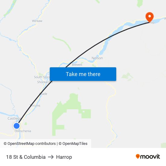 18 St & Columbia to Harrop map