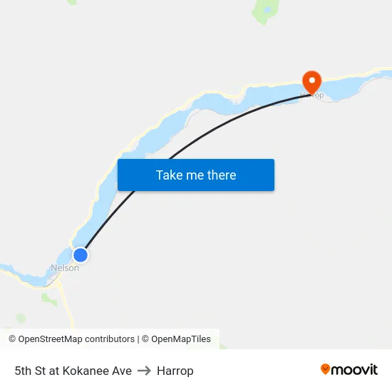 5th St at Kokanee Ave to Harrop map