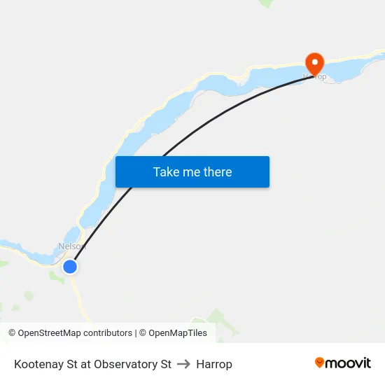 Kootenay St at Observatory St to Harrop map