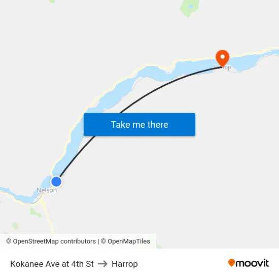 Kokanee Ave at 4th St to Harrop map