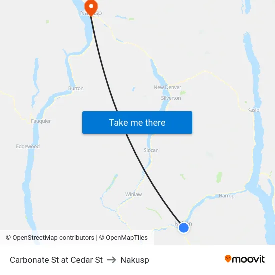 Carbonate St at Cedar St to Nakusp map