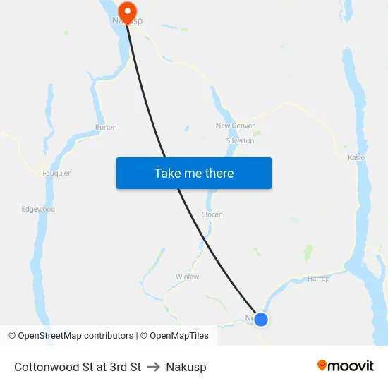 Cottonwood St at 3rd St to Nakusp map