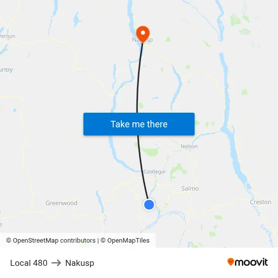 Local 480 to Nakusp map