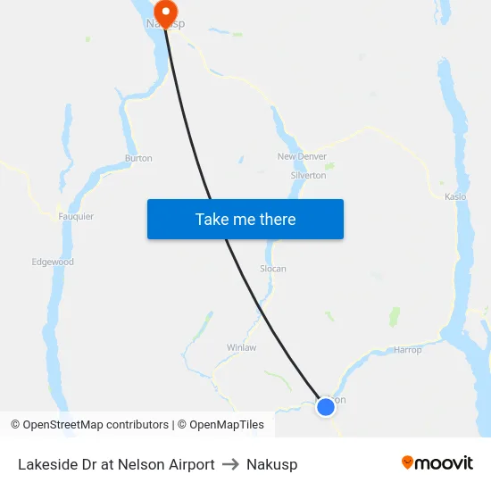 Lakeside Dr at Nelson Airport to Nakusp map