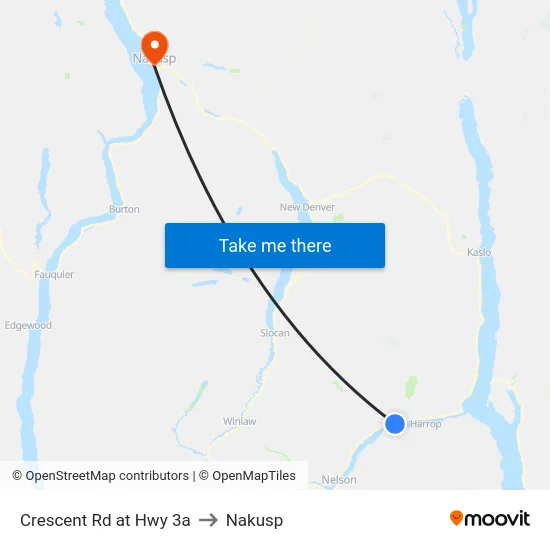 Crescent Rd at Hwy 3a to Nakusp map