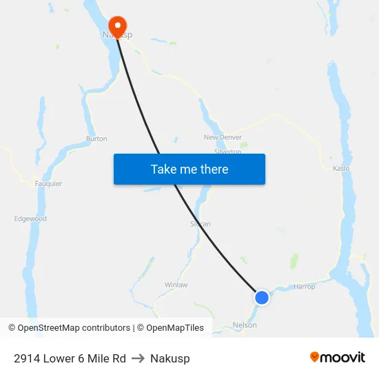 2914 Lower 6 Mile Rd to Nakusp map