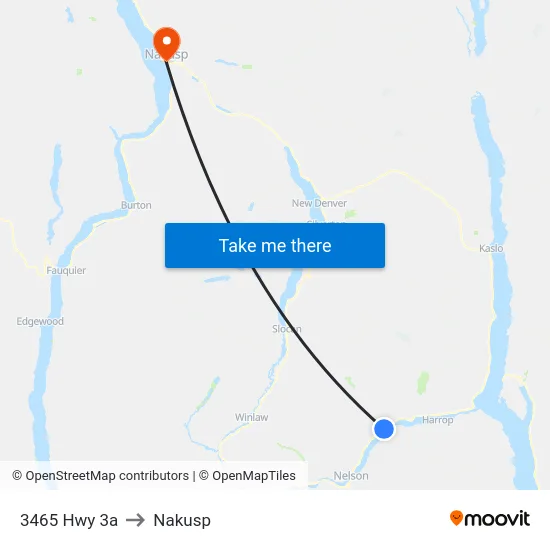 3465 Hwy 3a to Nakusp map