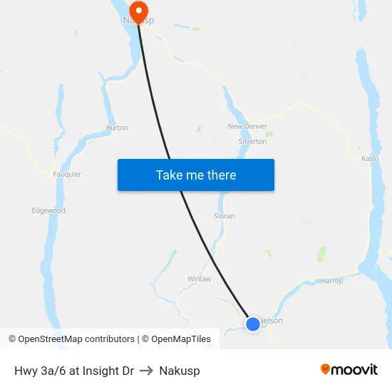 Hwy 3a/6 at Insight Dr to Nakusp map