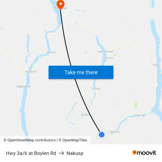 Hwy 3a/6 at Boylen Rd to Nakusp map