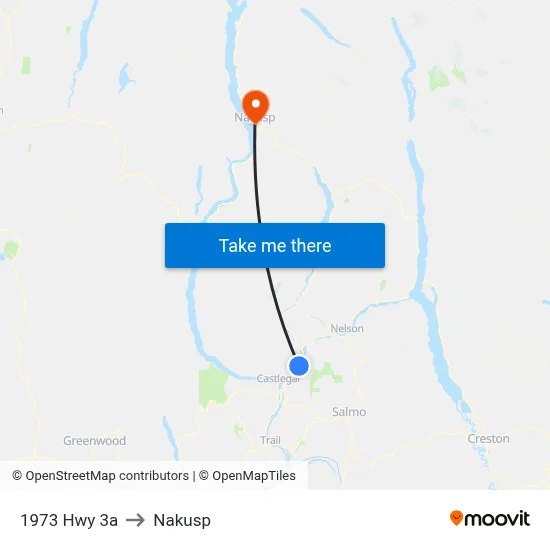 1973 Hwy 3a to Nakusp map