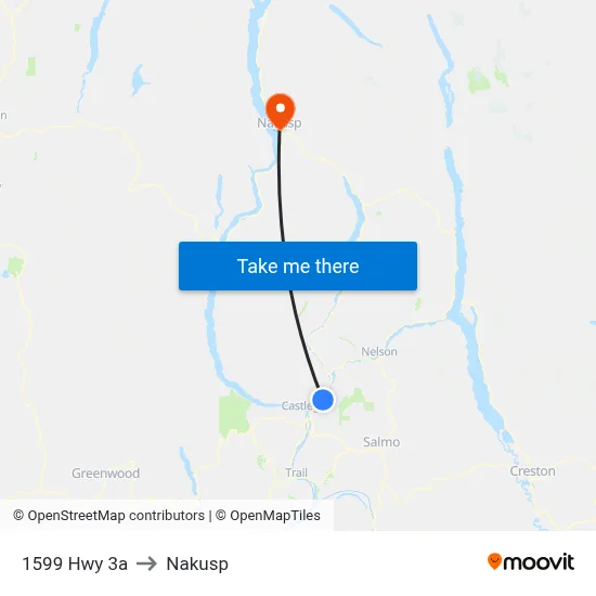 1599 Hwy 3a to Nakusp map