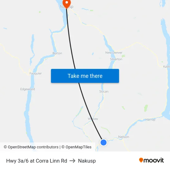Hwy 3a/6 at Corra Linn Rd to Nakusp map