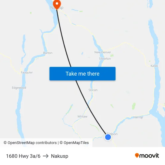 1680 Hwy 3a/6 to Nakusp map