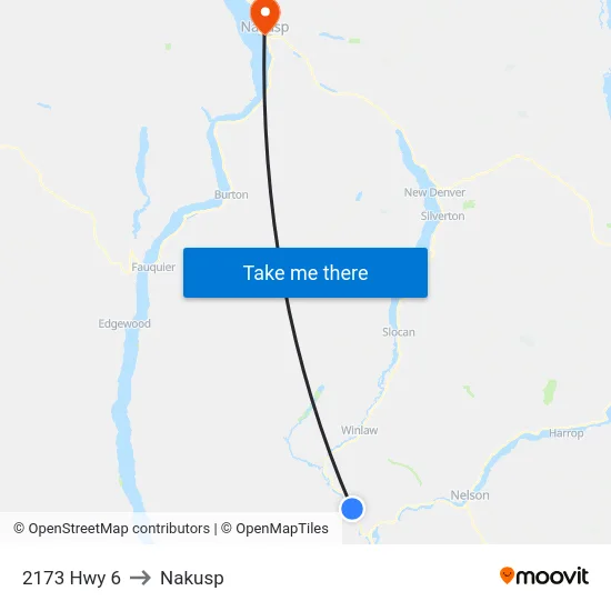 2173 Hwy 6 to Nakusp map