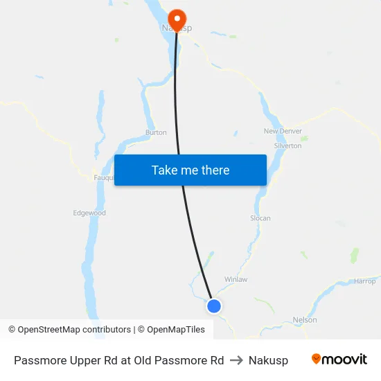 Passmore Upper Rd at Old Passmore Rd to Nakusp map