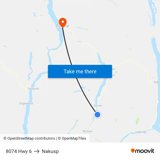 8074 Hwy 6 to Nakusp map