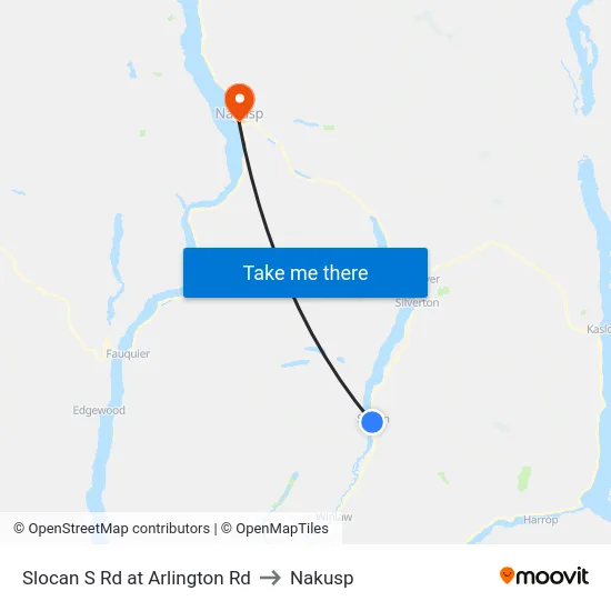 Slocan S Rd at Arlington Rd to Nakusp map