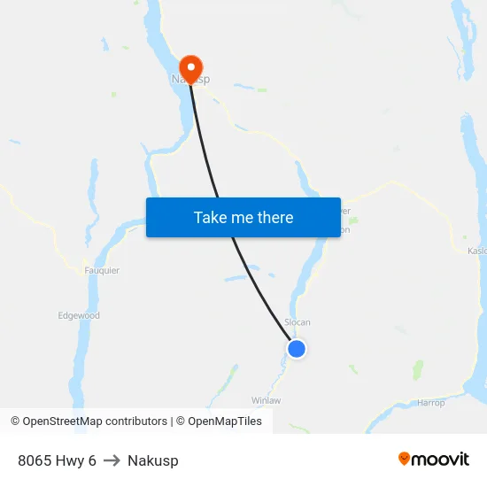 8065 Hwy 6 to Nakusp map
