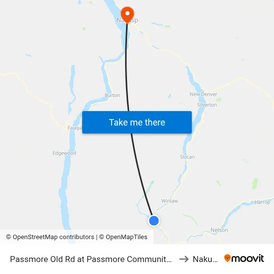 Passmore Old Rd at Passmore Community Ha to Nakusp map