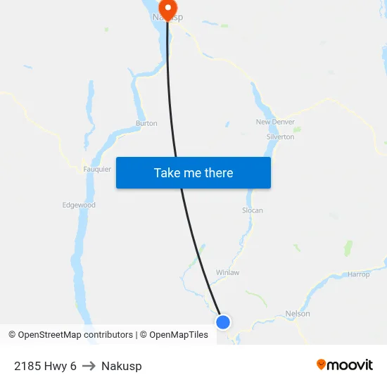 2185 Hwy 6 to Nakusp map