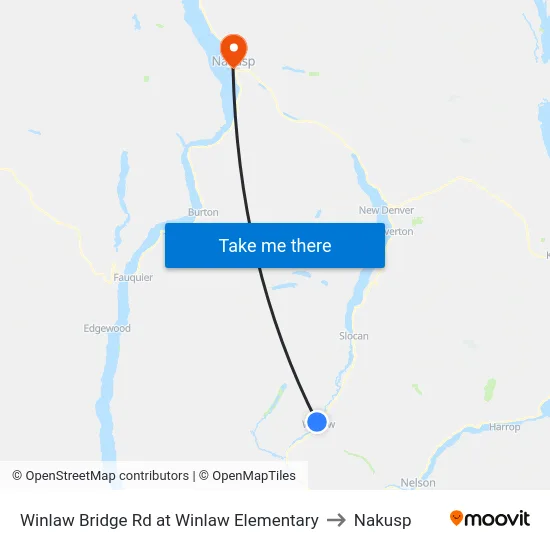Winlaw Bridge Rd at Winlaw Elementary to Nakusp map