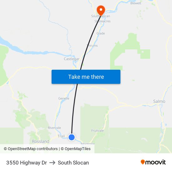 3550 Highway Dr to South Slocan map