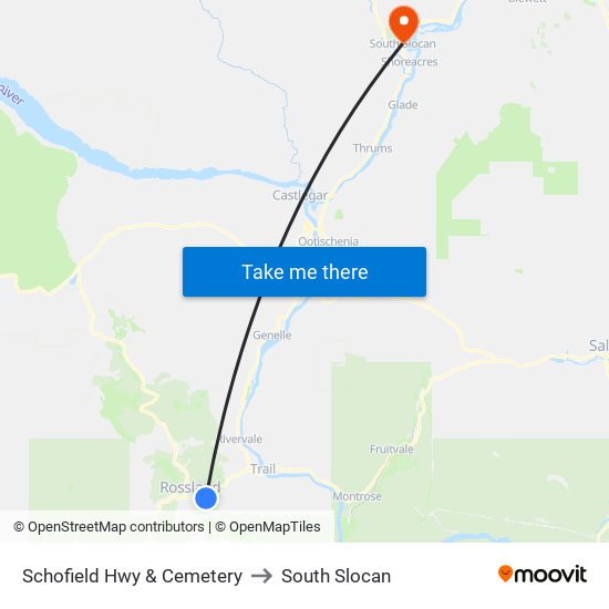 Schofield Hwy & Cemetery to South Slocan map