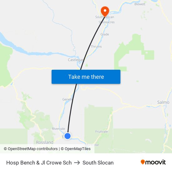 Hosp Bench & Jl Crowe Sch to South Slocan map