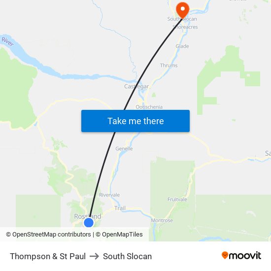 Thompson & St Paul to South Slocan map