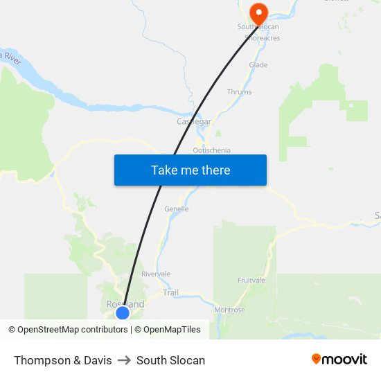 Thompson & Davis to South Slocan map