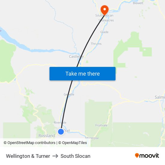 Wellington & Turner to South Slocan map