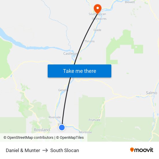 Daniel & Munter to South Slocan map